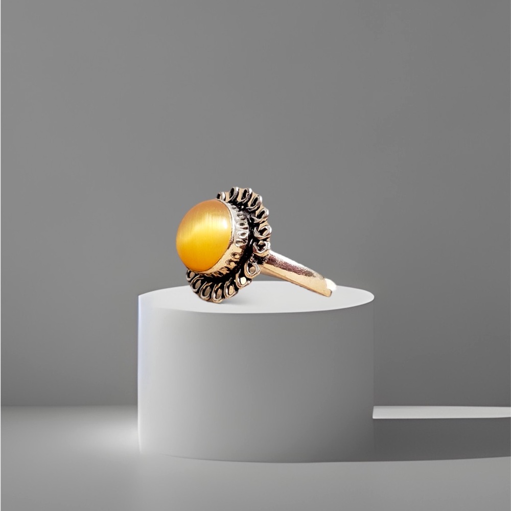 Sterling Silver Overlay Yellow Cat Eye Size 8.5